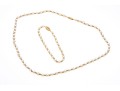 Matching White Cultured Freshwater Pearl And Gold Bead Necklace And Bracelet Set