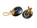 14K And Black Onyx Clip Earrings