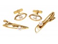 Mikimoto 14k Yellow Gold Cultured Pearl Cufflinks Set With Two Complementary Tie Bars