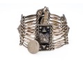 Fabulous Wide Link Mexican Silver Bracelet, With Hook Style Clasp