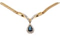 14K Herringbone Chevron Diamond And Sapphire Tasteful Necklace