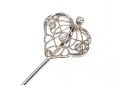 Platinum And Diamond Open Heart Form Stick Pin