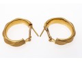 18k Yellow Gold Handsome Florentine Finished Ribbed Hoop Earrings