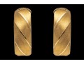 18k Yellow Gold Handsome Florentine Finished Ribbed Hoop Earrings
