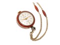 Stunning Burgundy Guilloche Enamel Pendant Watch And Chain, Sterling And Gold Filled