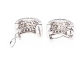 Broad Sterling And White Zirconia J-Hoop Earrings