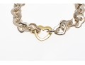 Tiffany & Co. Sterling Silver And 18kyg Open Heart Link Bracelet, With Outer Box