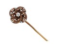 14K And Diamond Concentric Knot Stick Pin With Floral Enamel Design