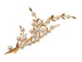 14k Yellow Gold Elegant Vintage Cultured Pearl Spray Branch Motif Brooch