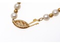 Matching White Cultured Freshwater Pearl And Gold Bead Necklace And Bracelet Set