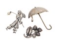 Lot Of Three Assorted Sterling Silver Figural Brooches