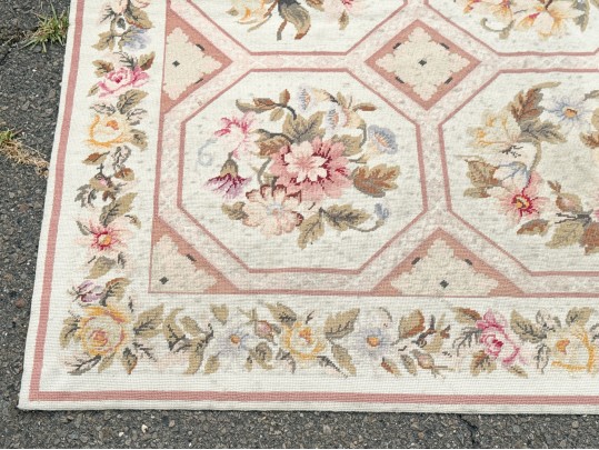 Vintage Hand Woven Wool Aubusson Carpet, 18'-3 1/2