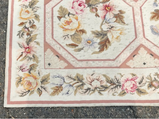 Vintage Hand Woven Wool Aubusson Carpet, 18'-3 1/2