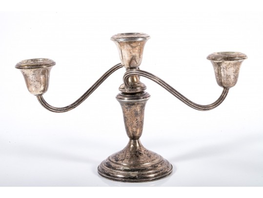 Garniture Trio Of Weighted Sterling Candelabras