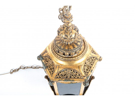 Impressive Gilt Metal Pendant Lantern