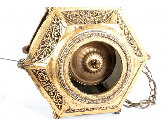 Impressive Gilt Metal Pendant Lantern