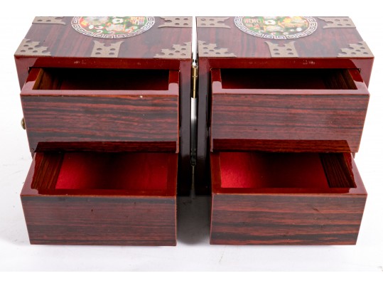 Asian Rosewood Tansu-Style Jewelry Box