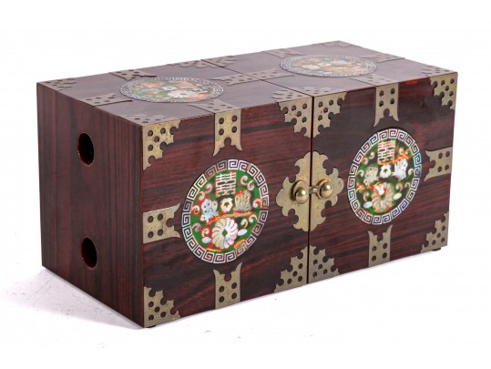 Asian Rosewood Tansu-Style Jewelry Box