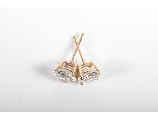 14k Yellow Gold CZ Stud Earrings