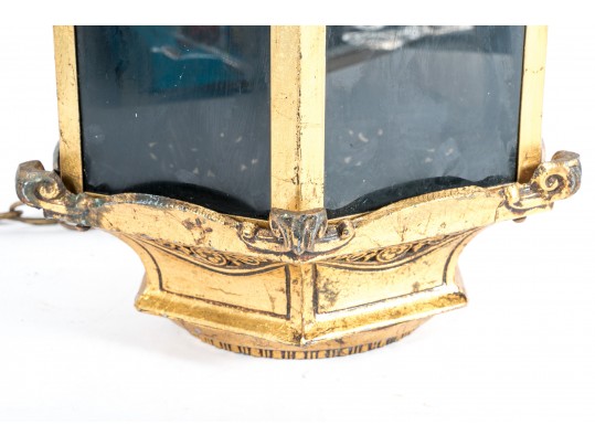 Impressive Gilt Metal Pendant Lantern