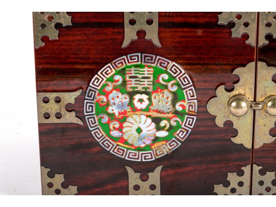 Asian Rosewood Tansu-Style Jewelry Box