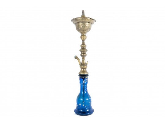 Vintage Brass And Glass Hookah