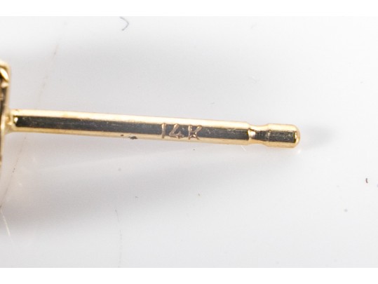 14k Yellow Gold CZ Stud Earrings