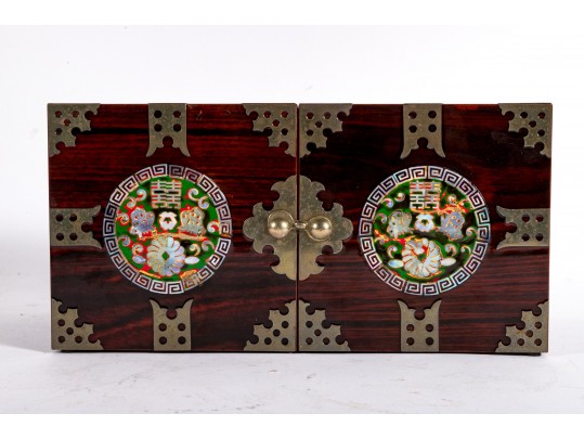 Asian Rosewood Tansu-Style Jewelry Box
