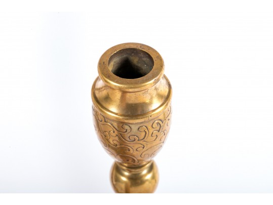 Beautiful Brass Candlestick Garniture Trio