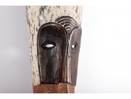 Tall Carved And Painted African Wood Mask