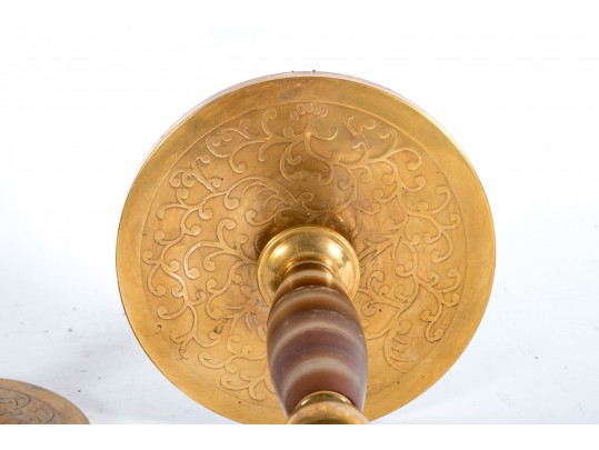 Beautiful Brass Candlestick Garniture Trio