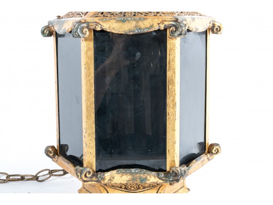 Impressive Gilt Metal Pendant Lantern