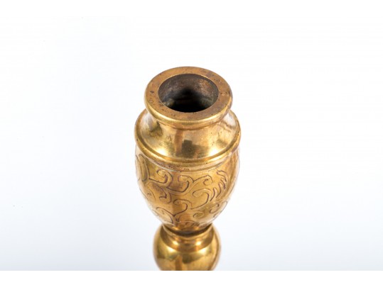Beautiful Brass Candlestick Garniture Trio