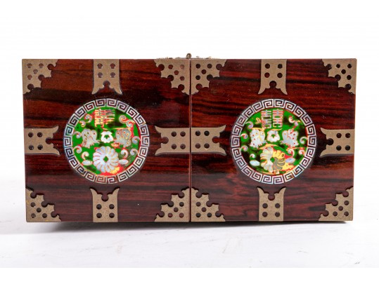 Asian Rosewood Tansu-Style Jewelry Box