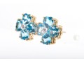 14k Blue Topaz And Diamond Floral Earrings
