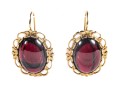 14k Yellow Gold Berry-Burgundy Glass Drop Earrings