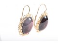 14k Yellow Gold Berry-Burgundy Glass Drop Earrings