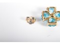14k Blue Topaz And Diamond Floral Earrings