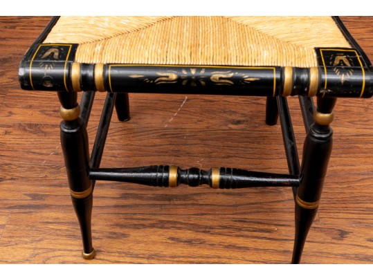 Black Lacquered Woven-Seat Chairs, Possibly Hitchcock