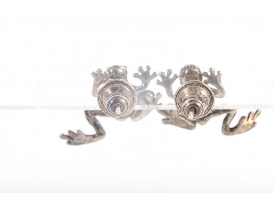 Adorable Sterling Silver Frog Stud Earrings