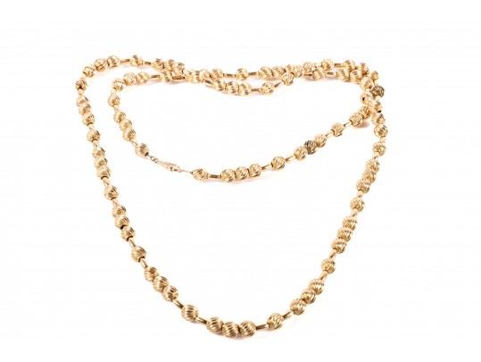 14k Yellow Gold Beaded Necklace