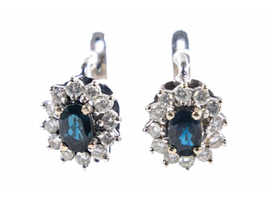 18k White Gold Sapphire And Diamond Earrings
