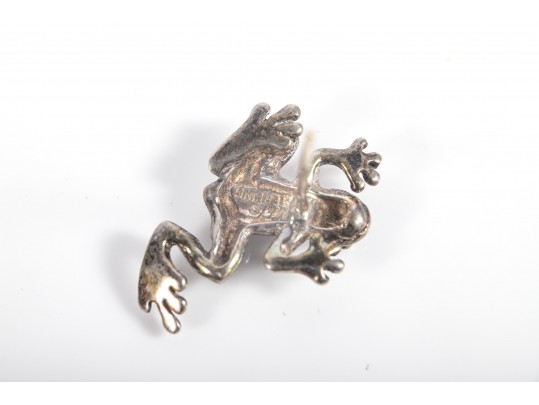 Adorable Sterling Silver Frog Stud Earrings