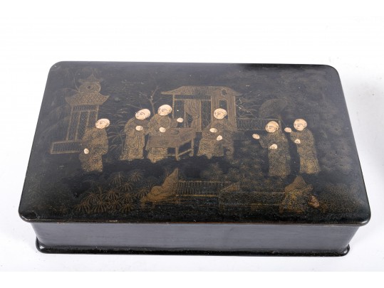 Wood And Tole Metal Storage Vessels, Chinese And English