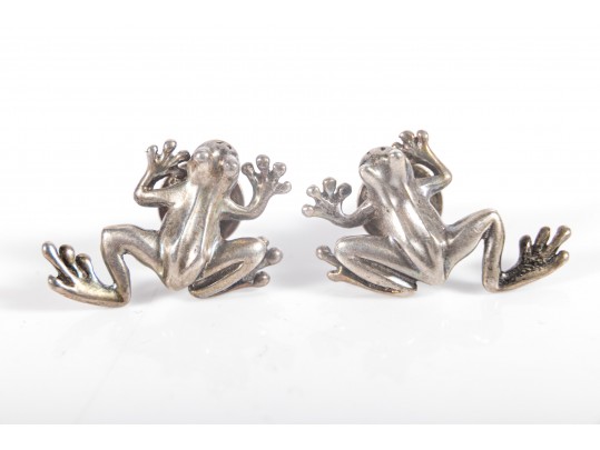 Adorable Sterling Silver Frog Stud Earrings