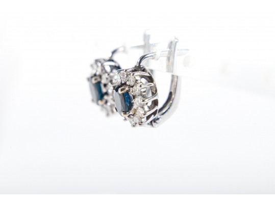 18k White Gold Sapphire And Diamond Earrings