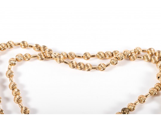 14k Yellow Gold Beaded Necklace