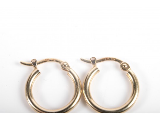 14k Yellow Gold Classic Huggie Hoop Earrings