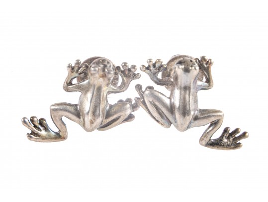 Adorable Sterling Silver Frog Stud Earrings