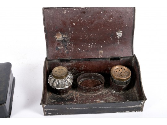 Wood And Tole Metal Storage Vessels, Chinese And English